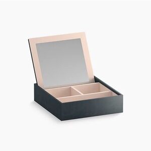 Classic Black Jewelry Organizer with Blush Pink Lining and Mirror